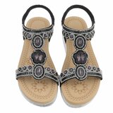 Zwarte plateau sandalen met strass en elastische hielband-Helma_