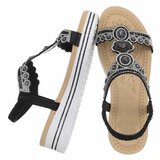 Zwarte plateau sandalen met strass en elastische hielband-Helma_