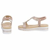 Champagne plateau sandalen met strass en elastische hielband-Helma_