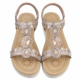 Champagne plateau sandalen met strass en elastische hielband-Helma_