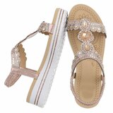 Champagne plateau sandalen met strass en elastische hielband-Helma_