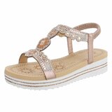 Champagne plateau sandalen met strass en elastische hielband-Helma_