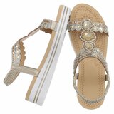 Gouden plateau sandalen met strass en elastische hielband-Helma_