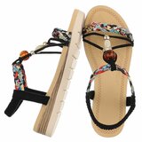 Sandales noires pour femme à brides tressées et perles décoratives-Bonita_