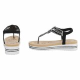Zwarte plateau sandalen met strass en elastische hielband-Samira_