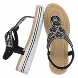 Zwarte plateau sandalen met strass en elastische hielband-Samira_
