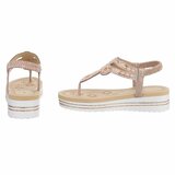 Champagne plateau sandalen met strass en elastische hielband-Samira_
