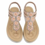 Champagne plateau sandalen met strass en elastische hielband-Samira_