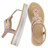 Champagne plateau sandalen met strass en elastische hielband-Samira_