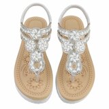 Zilveren plateau sandalen met strass en elastische hielband-Samira_