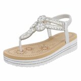 Zilveren plateau sandalen met strass en elastische hielband-Samira_