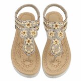 Gouden plateau sandalen met strass en elastische hielband-Samira_