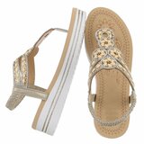 Gouden plateau sandalen met strass en elastische hielband-Samira_