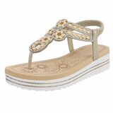 Gouden plateau sandalen met strass en elastische hielband-Samira_