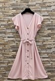 Zachte lyocell jurk met strikceintuur roze_