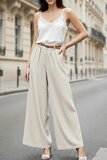 Beige palazzobroek in zachte lyocell met riem_