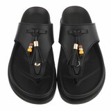 Zwarte teensandalen met kwastjes en kralendetail-Maureen_