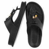 Zwarte teensandalen met kwastjes en kralendetail-Maureen_