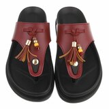 Bordeaux teensandalen met kwastjes en kralendetail-Maureen_