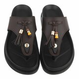Bruine teensandalen met kwastjes en kralendetail-Maureen_