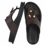 Bruine teensandalen met kwastjes en kralendetail-Maureen_