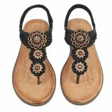 Zwarte teensandalen met sierlijke boho-details-Annalize_