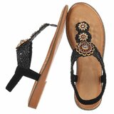 Zwarte teensandalen met sierlijke boho-details-Annalize_