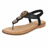 Zwarte teensandalen met sierlijke boho-details-Annalize_