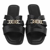 Zwarte damesslippers met gouden detail-Masha_