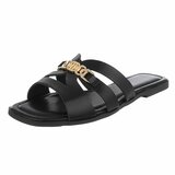 Zwarte damesslippers met gouden detail-Masha_