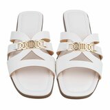 Witte damesslippers met gouden detail-Masha_