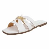 Witte damesslippers met gouden detail-Masha_