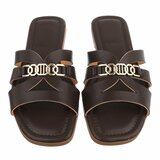 Bruine damesslippers met gouden detail-Masha_