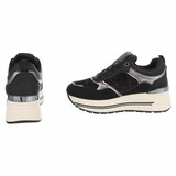 Zwarte sneakers met plateauzool en glitteraccenten-Ursula_