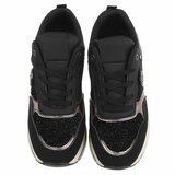 Zwarte sneakers met plateauzool en glitteraccenten-Ursula_