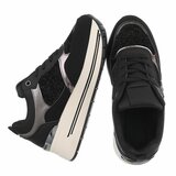 Zwarte sneakers met plateauzool en glitteraccenten-Ursula_