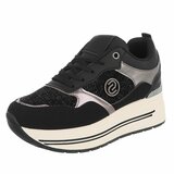 Zwarte sneakers met plateauzool en glitteraccenten-Ursula_