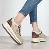 Kaki sneakers met plateauzool en glitteraccenten-Ursula_