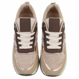 Kaki sneakers met plateauzool en glitteraccenten-Ursula_