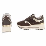 Bruine sneakers met plateauzool en glitteraccenten-Ursula_