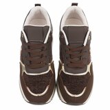 Bruine sneakers met plateauzool en glitteraccenten-Ursula_