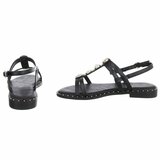 Zwarte sandalen met sierstenen en pareldetails-Kristy_