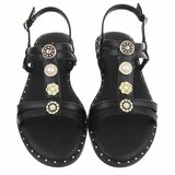Zwarte sandalen met sierstenen en pareldetails-Kristy_