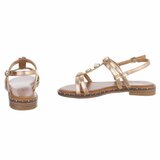 Gouden sandalen met sierstenen en pareldetails-Kristy_