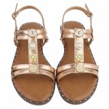 Gouden sandalen met sierstenen en pareldetails-Kristy_