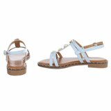 Licht blauwe sandalen met sierstenen en pareldetails-Kristy_