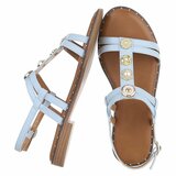 Licht blauwe sandalen met sierstenen en pareldetails-Kristy_