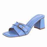 Elegante blauwe muiltjes met gesp en blokhak-Lucy_