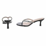 Zwarte teenslippers met strass en elegante hak-Orea_