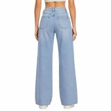Lichte denim jeans met kanten zijpanelen_